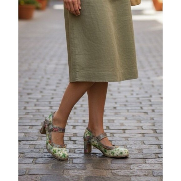 L'Artiste Spring Step Luckigirl Mary Jane Pump Green Multicolor Beaded Sz 41 - Picture 2 of 16